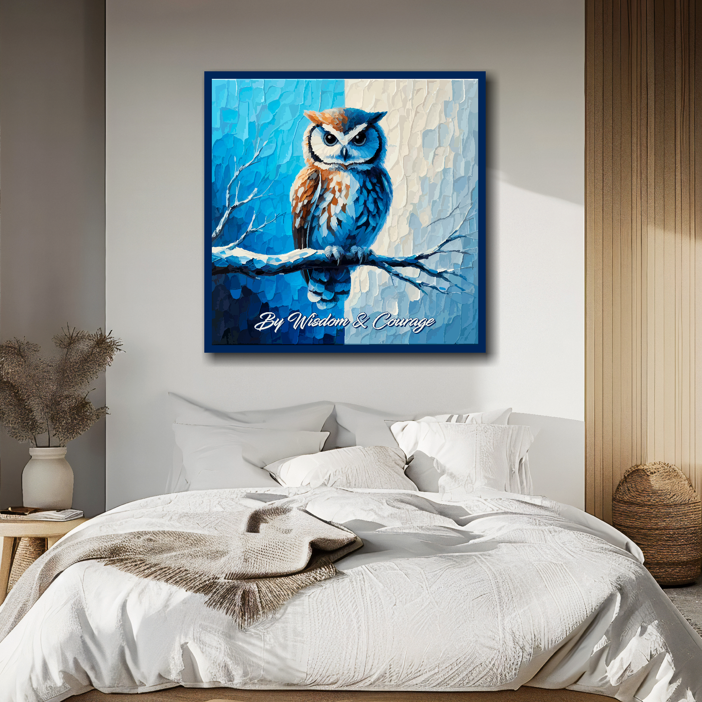 Sheffield Wednesday inspired canvas above bed - colourful UK football wall decor for bedrooms