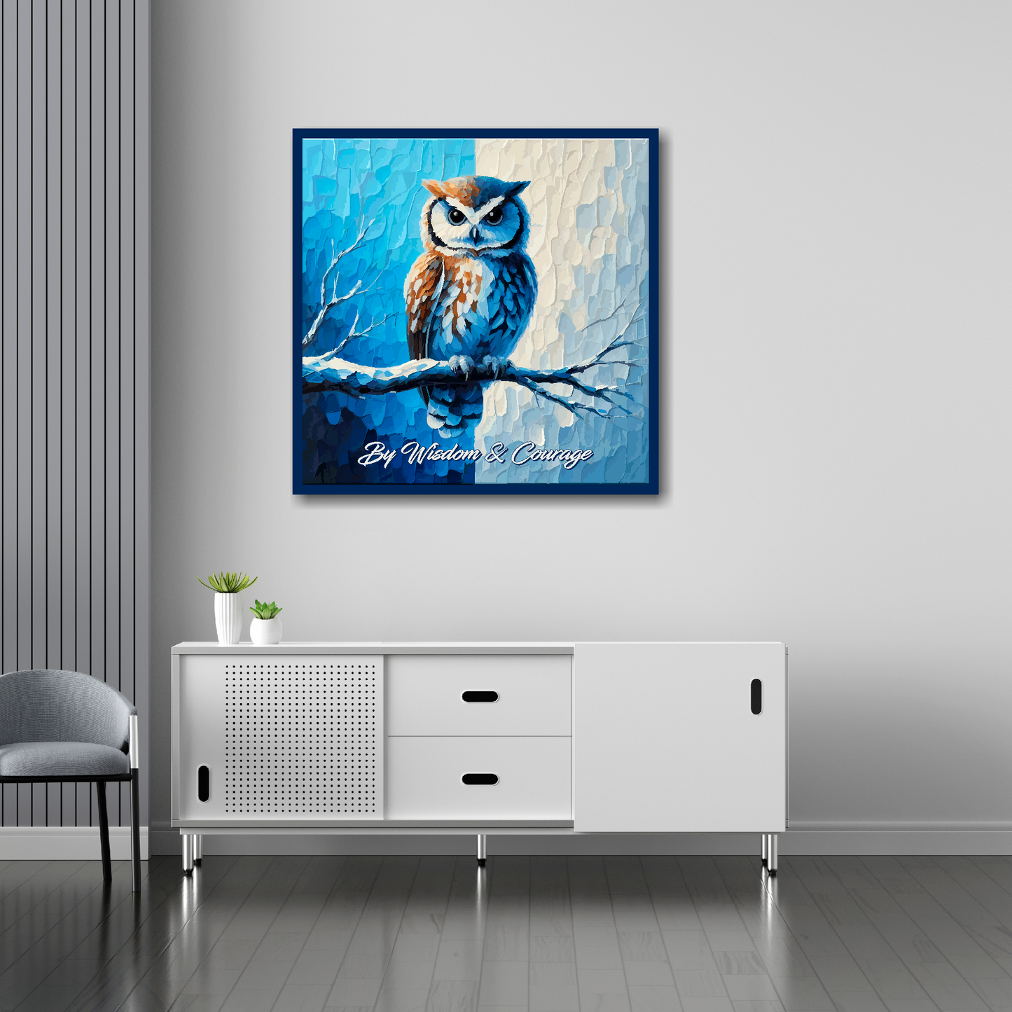 Sheffield Wednesday inspired canvas 30x30 inches above sideboard - large colourful UK football art made in Britain