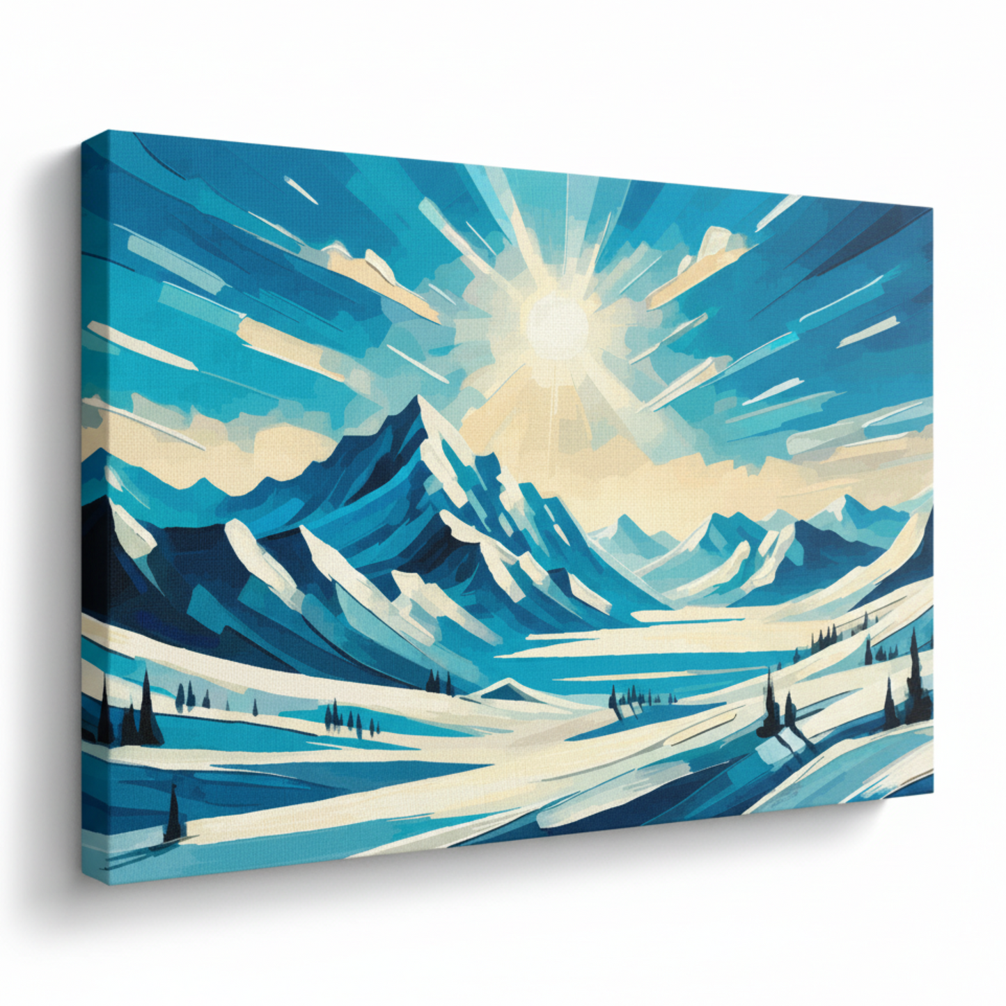 Colourful white silence landscape canvas print - UK made abstract scenic wall art
