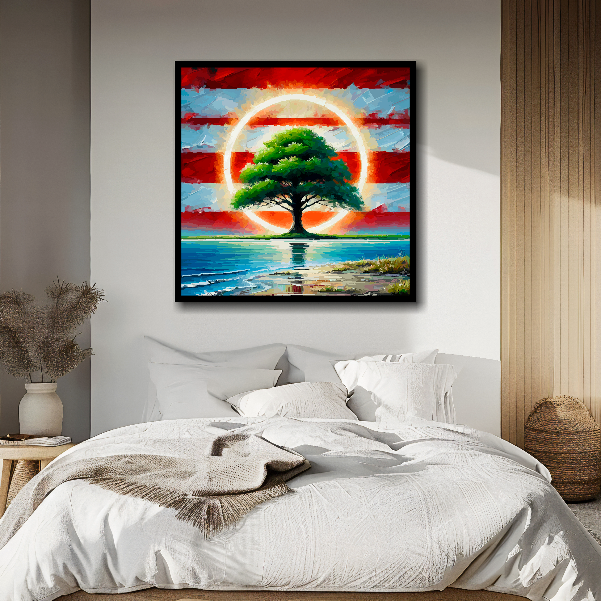 Southampton inspired canvas above bed - colourful UK football wall decor for bedrooms