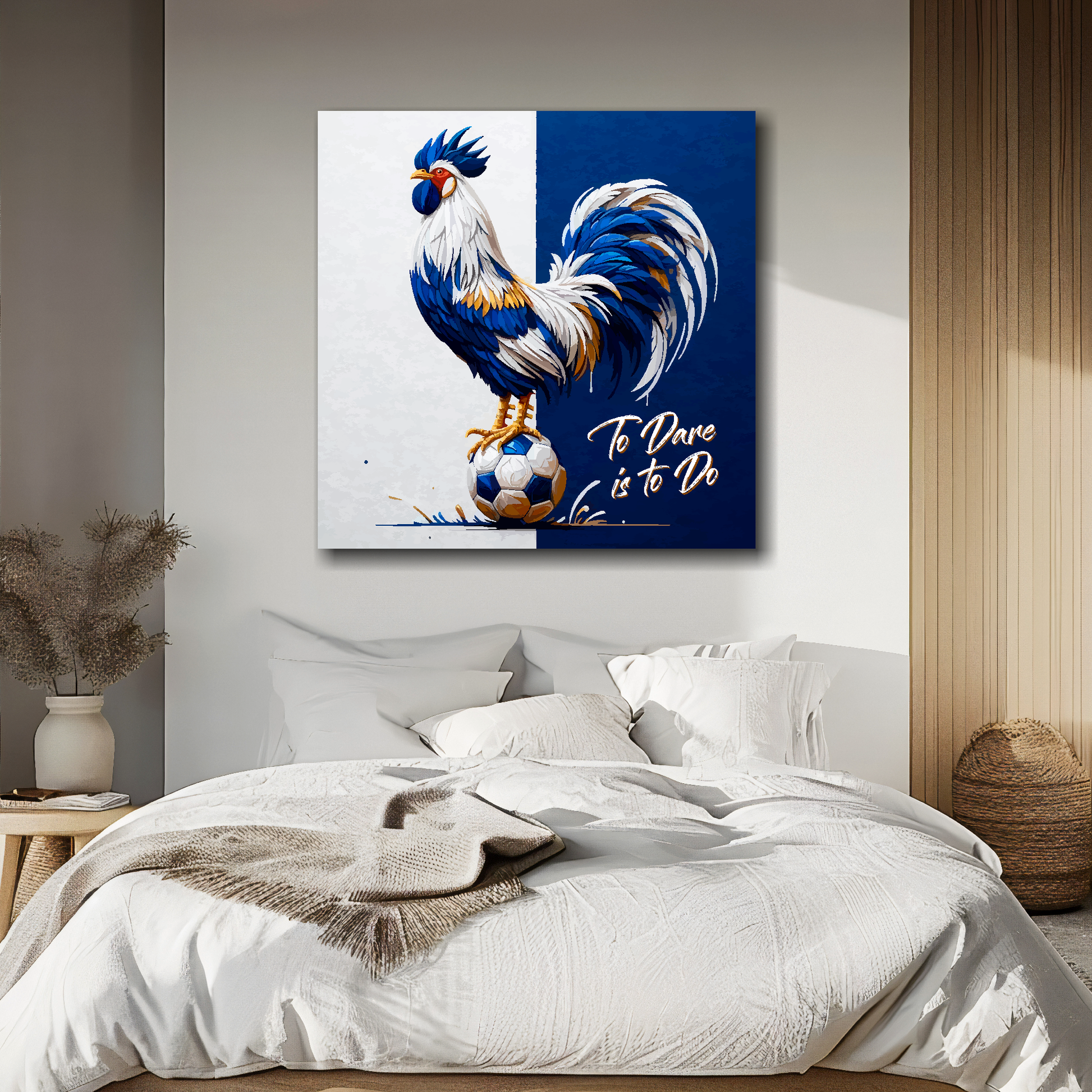 Spurs inspired canvas above bed - colourful UK football wall decor for bedrooms