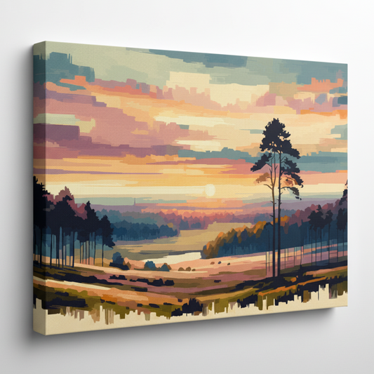Colourful vanilla skies landscape canvas print - UK made abstract scenic wall art