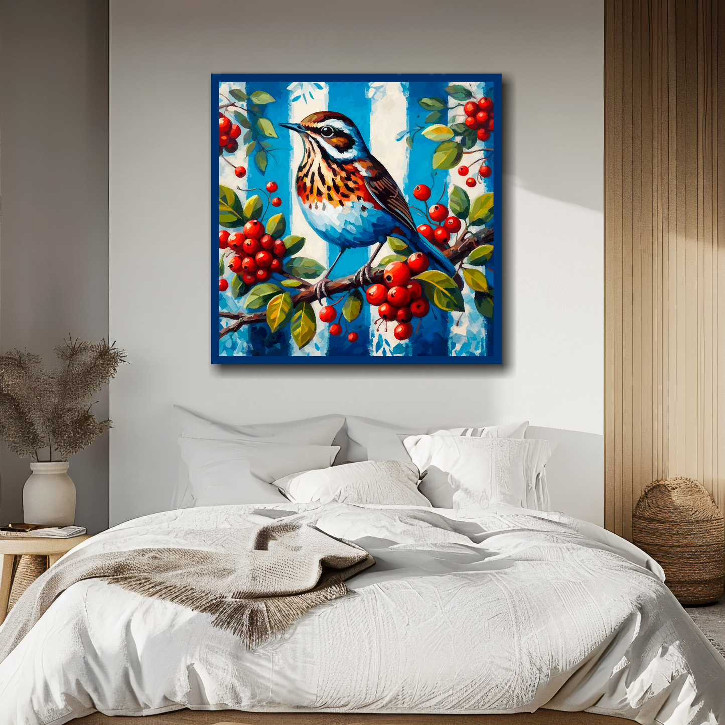 West Brom inspired canvas above bed - colourful UK football wall decor for bedrooms