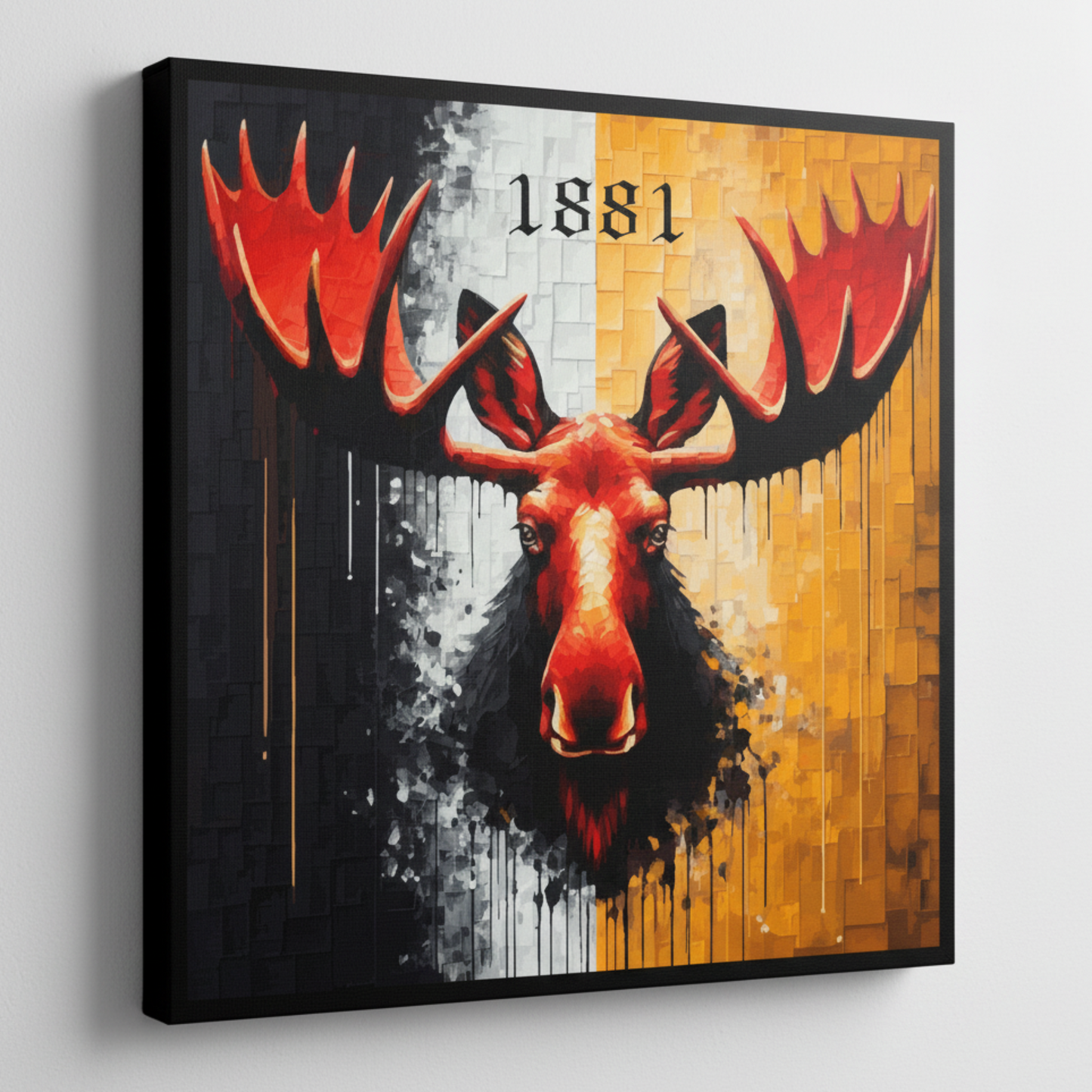 Colourful Watford inspired canvas print - UK made abstract football wall art