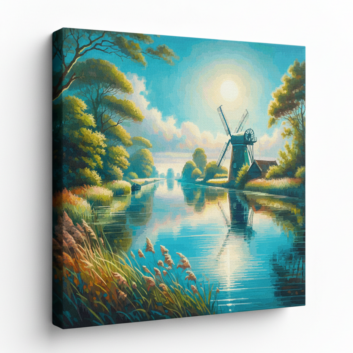 Colourful turning light landscape canvas print - UK made abstract scenic wall art