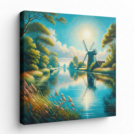 Colourful turning light landscape canvas print - UK made abstract scenic wall art