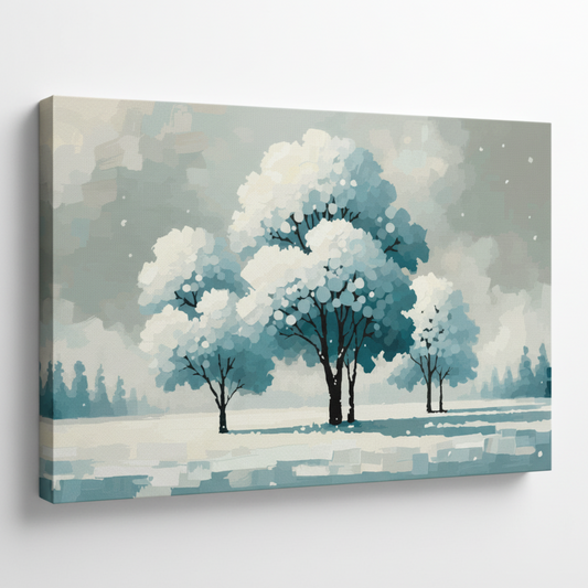 Winter kinship landscape canvas print - UK made abstract scenic tree wall art
