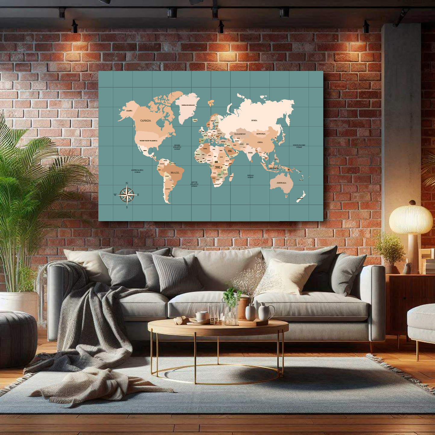 World Map XL canvas print - extra large wall art for living room or office UK