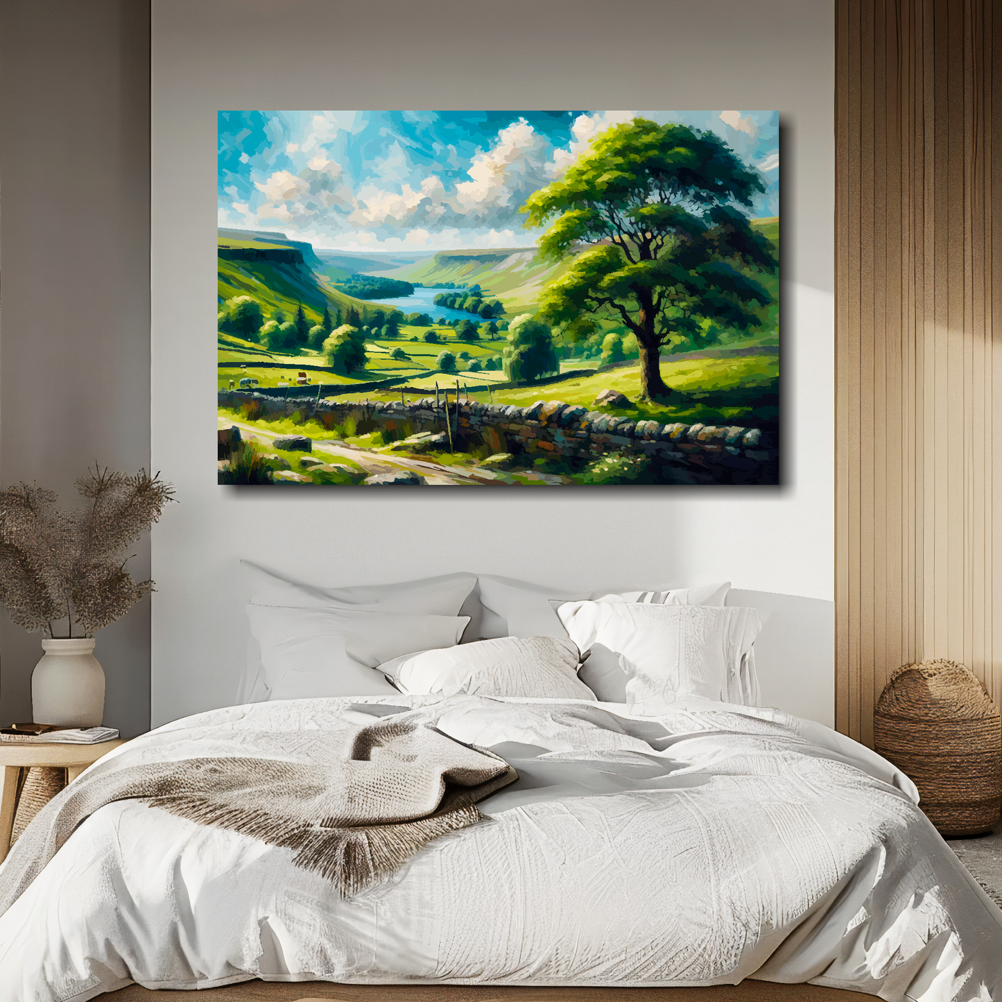 English national park canvas above bed - colourful landscape wall decor for UK bedrooms