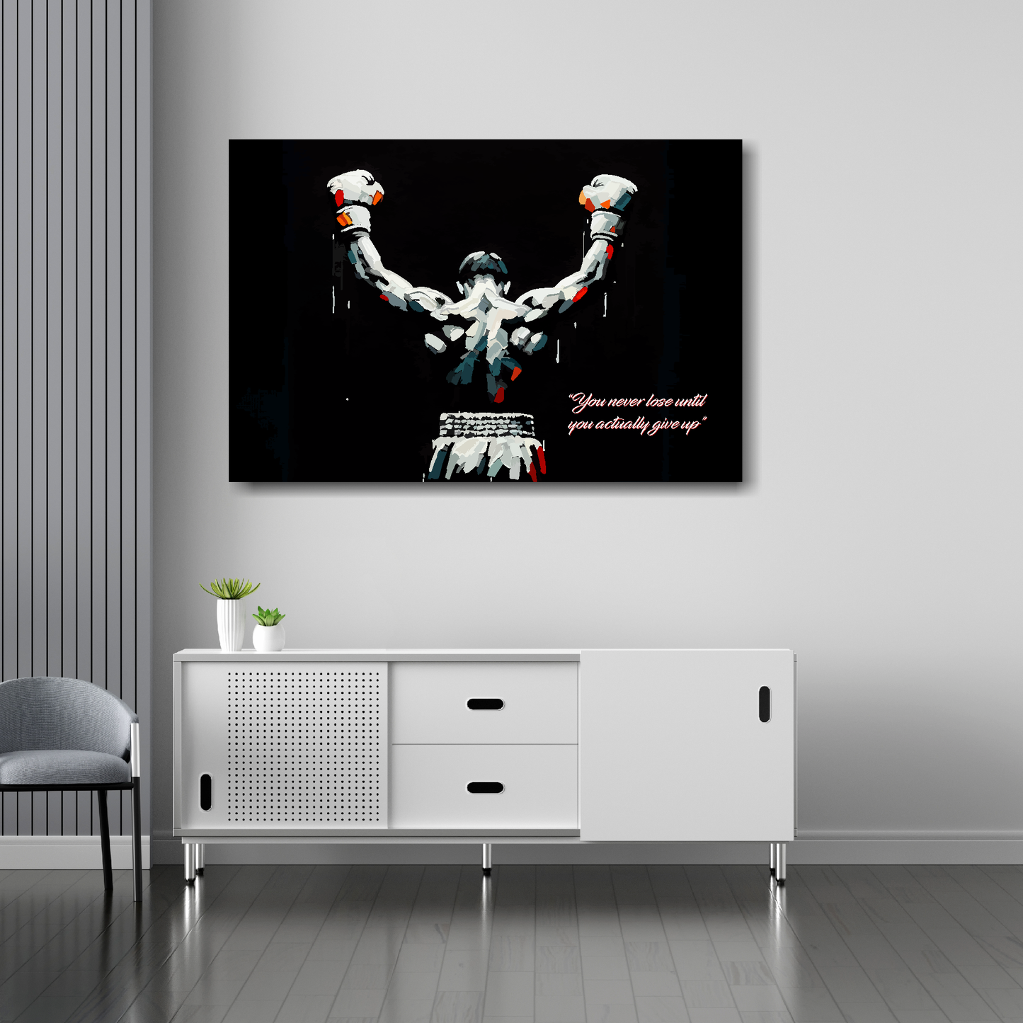 You never lose canvas 36x24 inches above sideboard - large colourful motivational art UK made