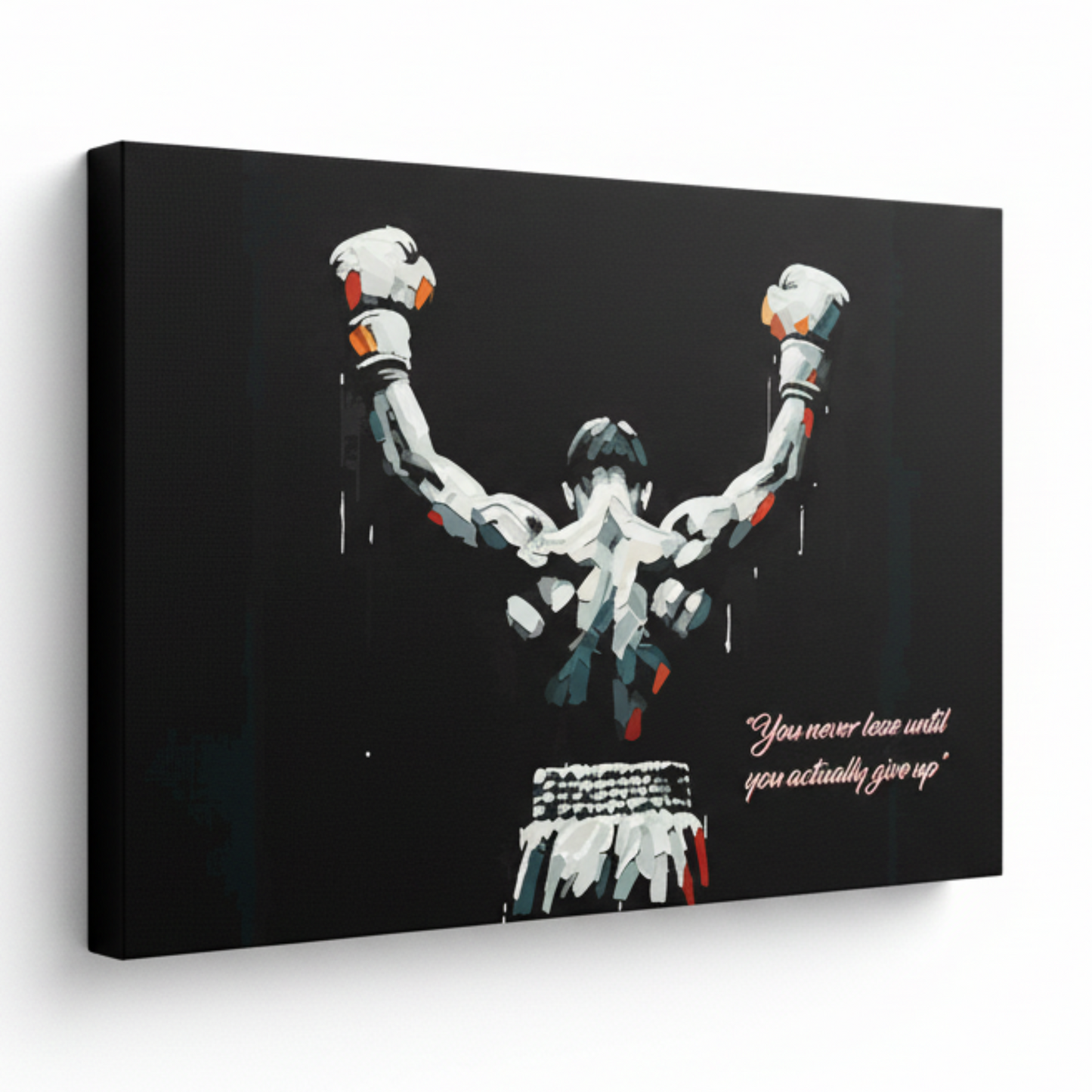 Colourful you never lose sports canvas print - UK made abstract motivational wall art black background