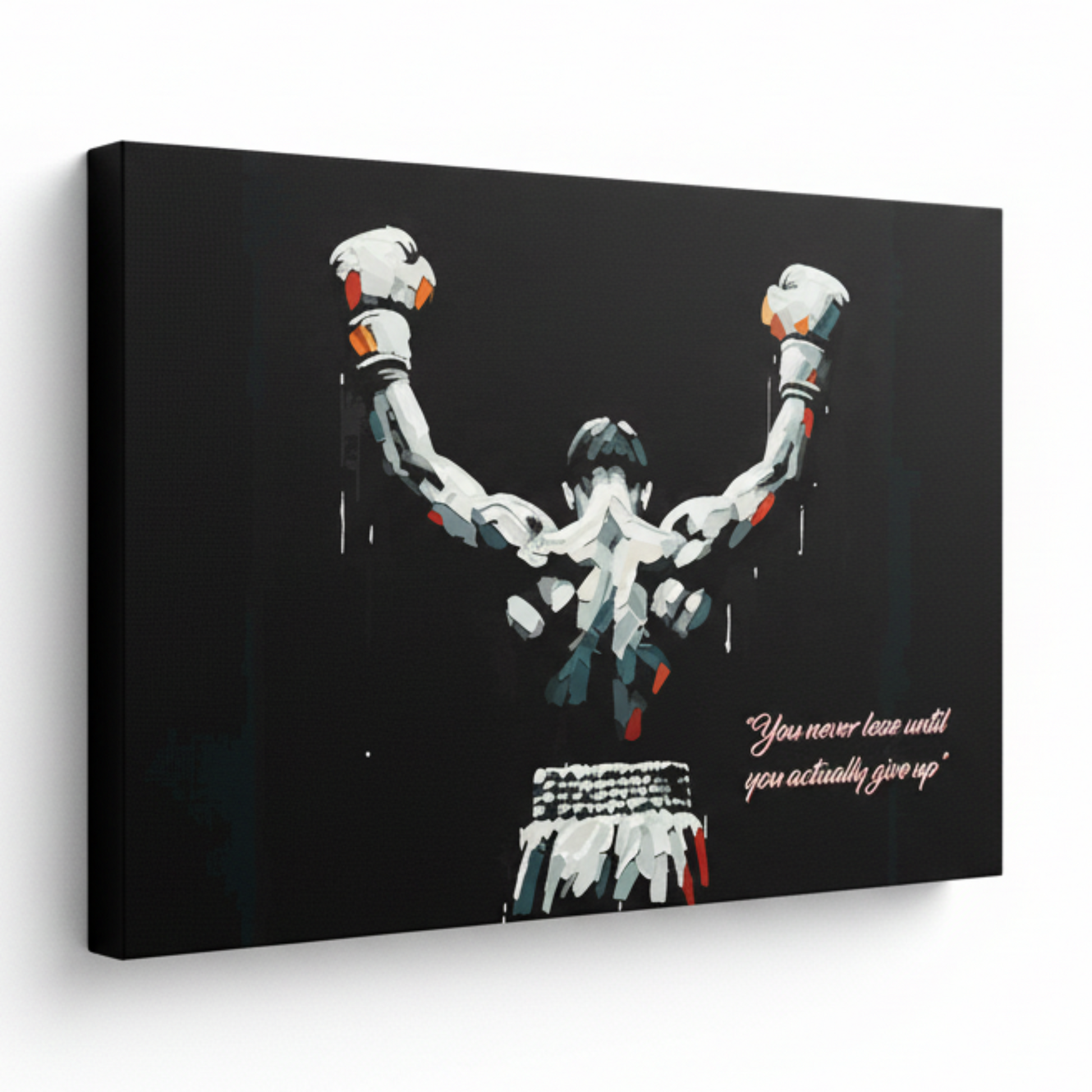 Colourful you never lose sports canvas print - UK made abstract motivational wall art black background