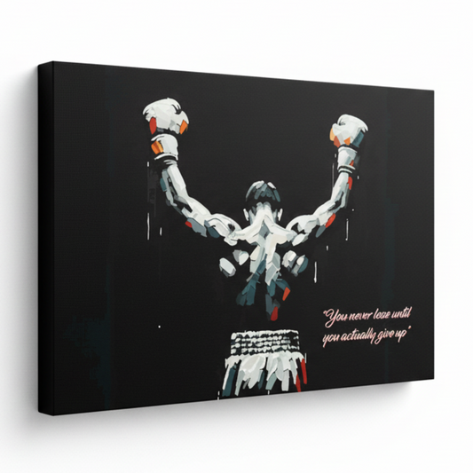 Colourful you never lose sports canvas print - UK made abstract motivational wall art black background